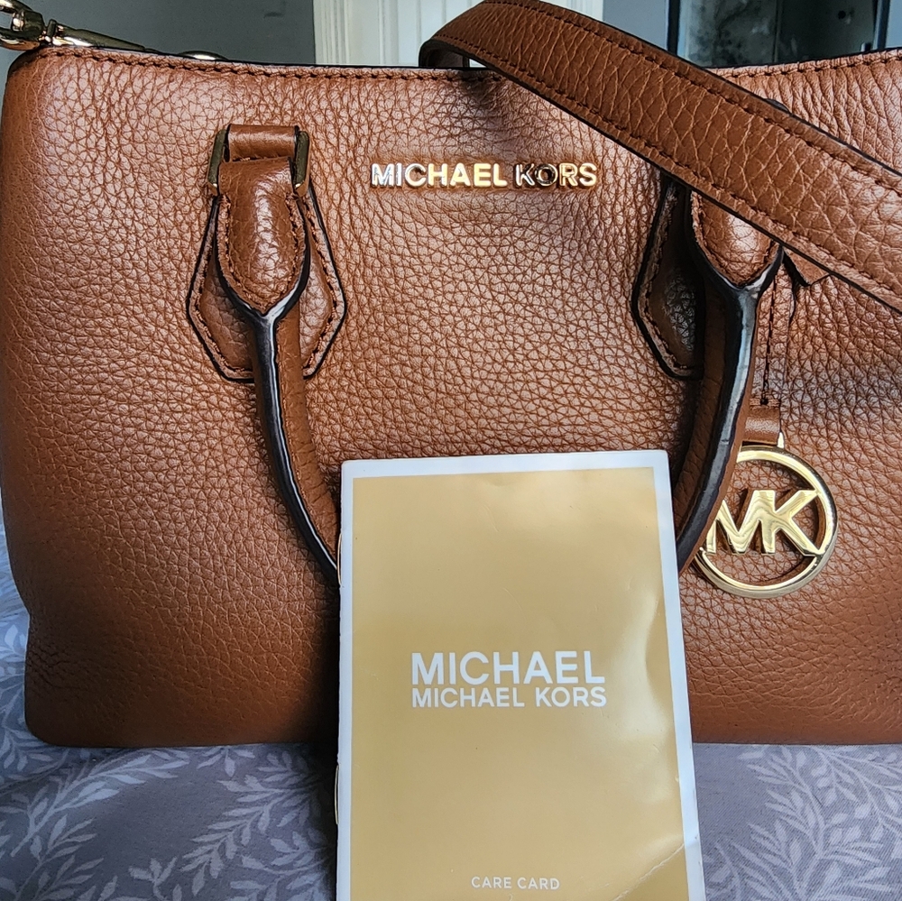 MICHAEL KORS Savannah Small Satchel Handbag | Brown Genuine Leather Designer Bag